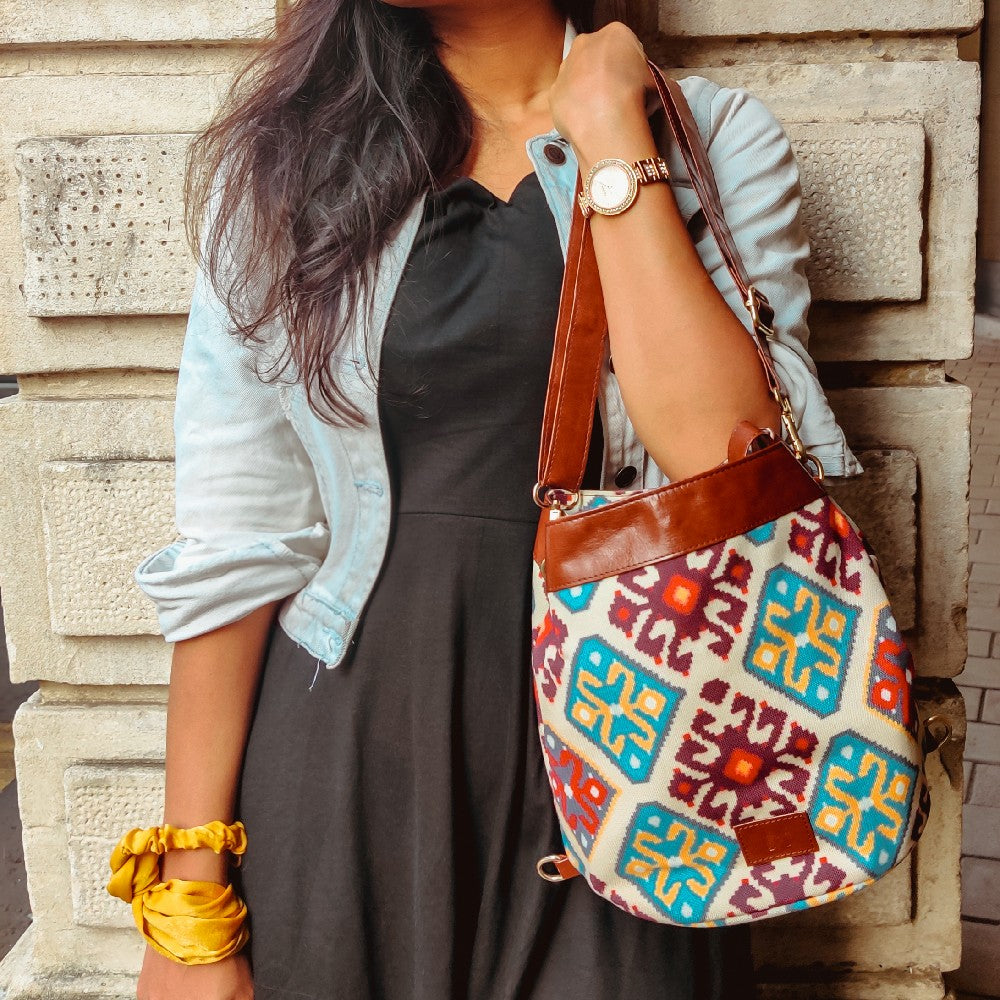 Versatile Blue Yellow Shoulder Bag Perfect For Women & Girls