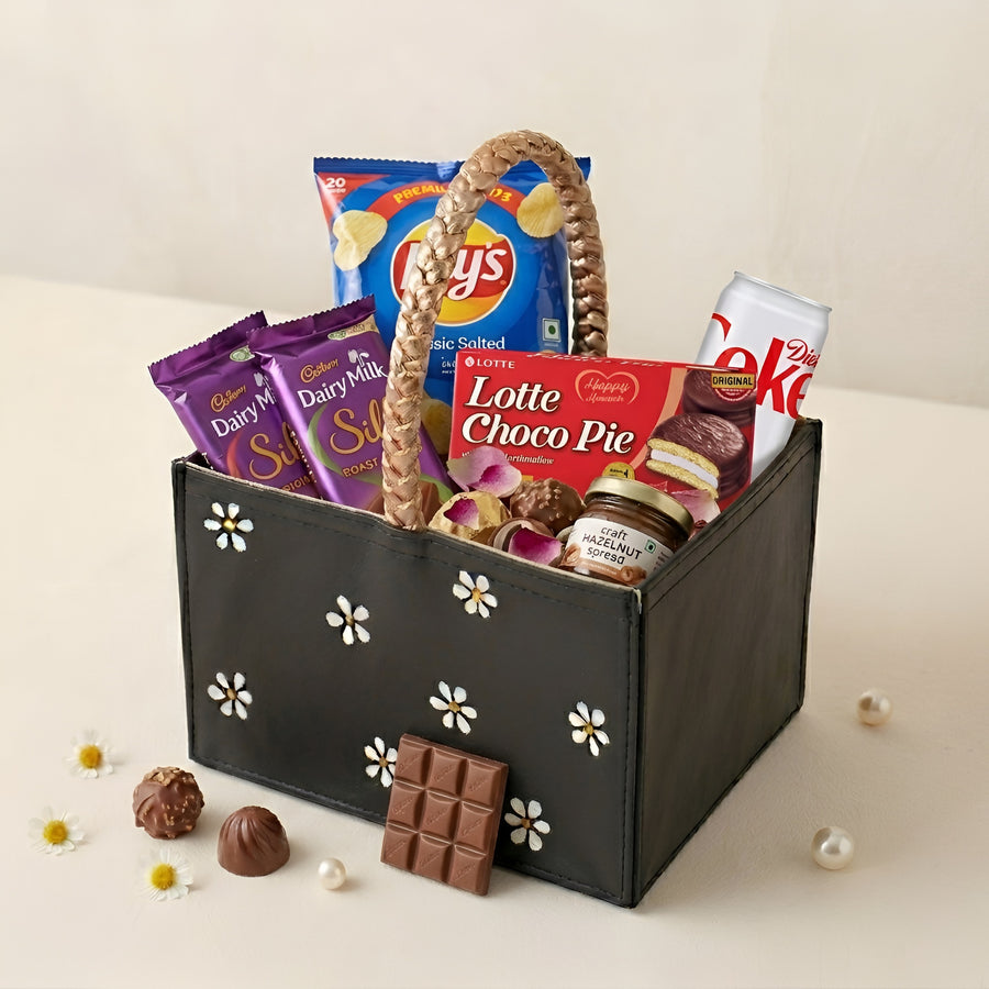 Black Mini Gift Basket Set of 10 – Vegan Leather Hamper Baskets for Return Gifts & Festive Gifting