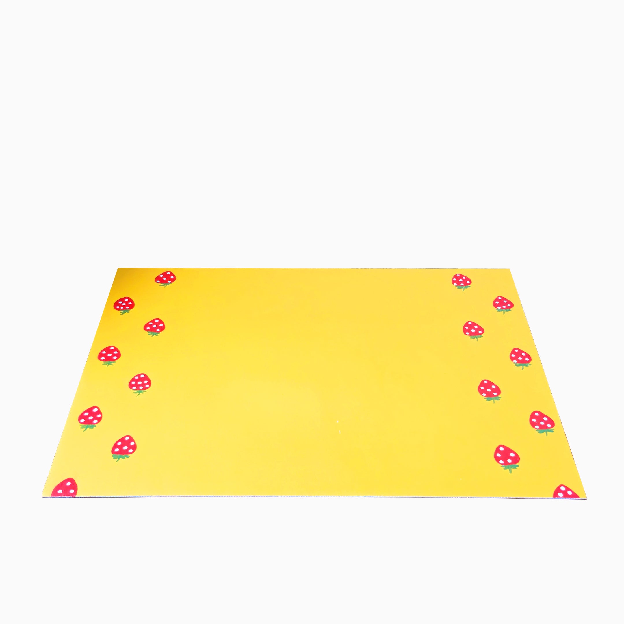 Durable & Vibrant Strawberry-themed Dining Mat - Yellow (Set of 2)