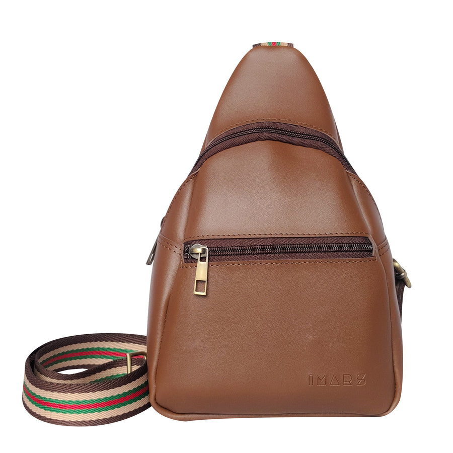 Brown Unisex Vegan Leather Sling Backpack | Your Perfect Travel or Trip Companion