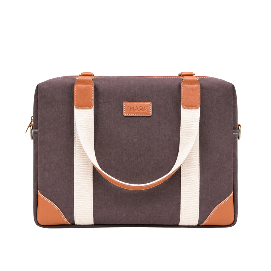 Canvas Laptop Messenger Bag Coffee Brown Office Handbag