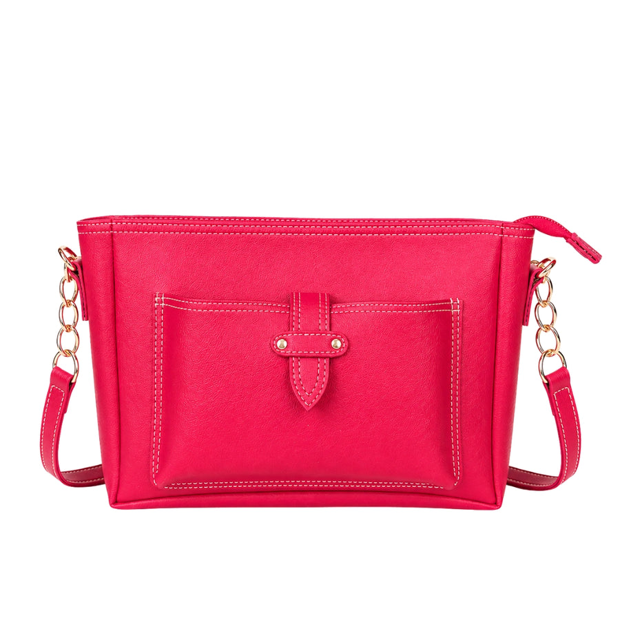 Red Vegan Leather Shoulder & Sling Bag | Structured Crossbody Bag