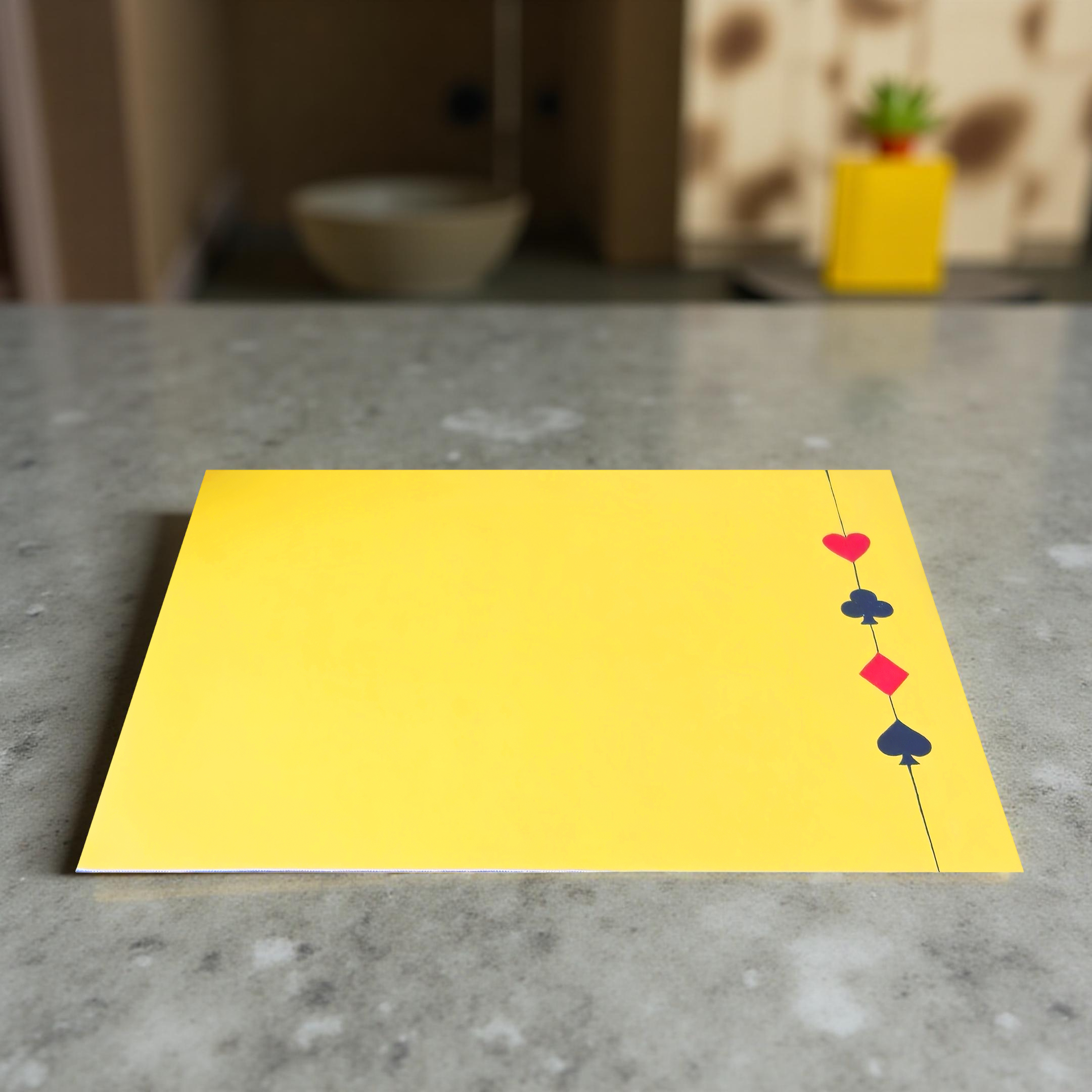 Durable & Stylish Poker-Themed Rectangular Placemats for a Fun Dining Experience - Yellow (Set of 2)