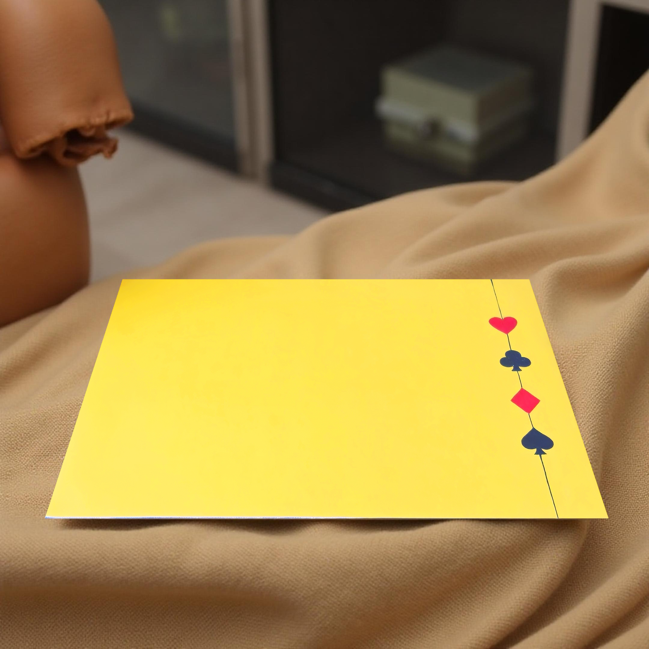 Durable & Stylish Poker-Themed Rectangular Placemats for a Fun Dining Experience - Yellow (Set of 2)