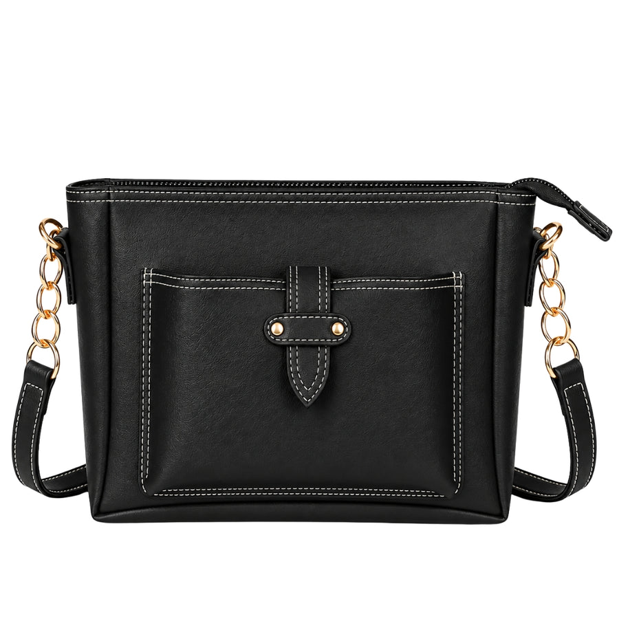 Black Vegan Leather Shoulder & Sling Bag | Structured Crossbody Bag