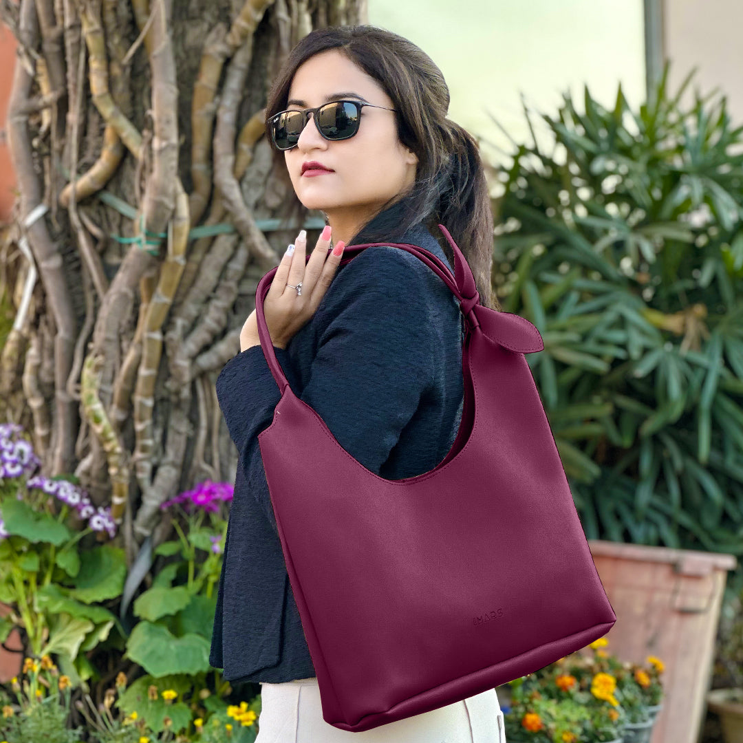 Elegant Shoulder Hobo Maroon Bag For Women & Girls