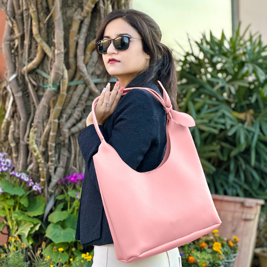 Elegant Shoulder Hobo Light Pink Bag For Women & Girls