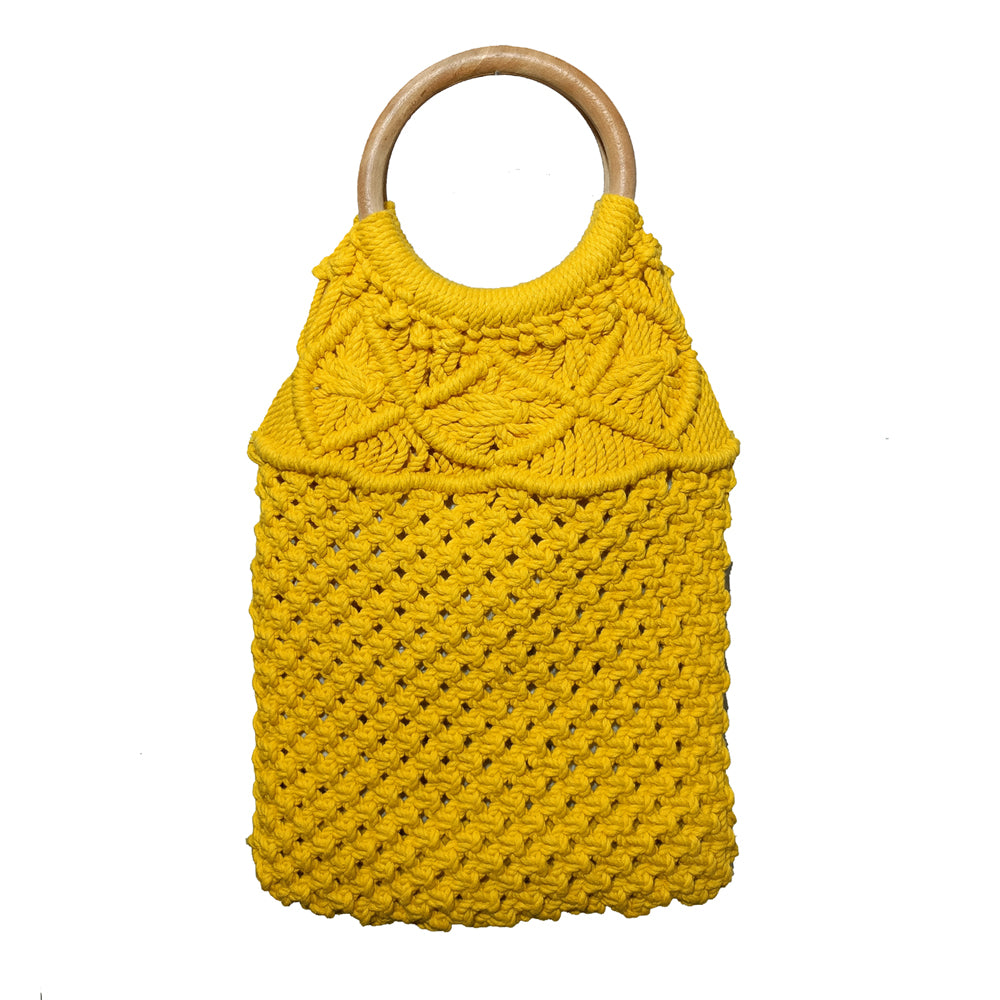 Macrame Stylish Yellow Beach Bag Perfect For Women & Girls