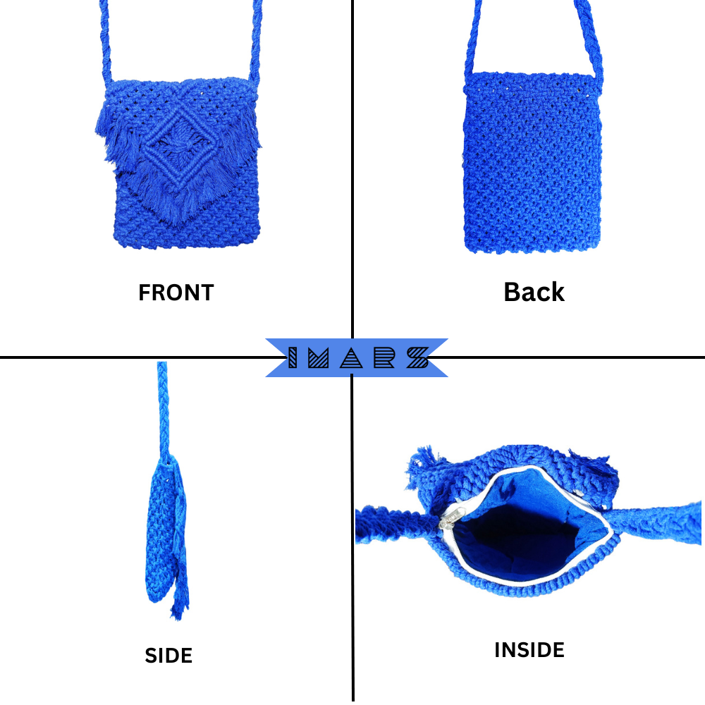 Macrame Stylish Blue Beach Bag Perfect For Women & Girls