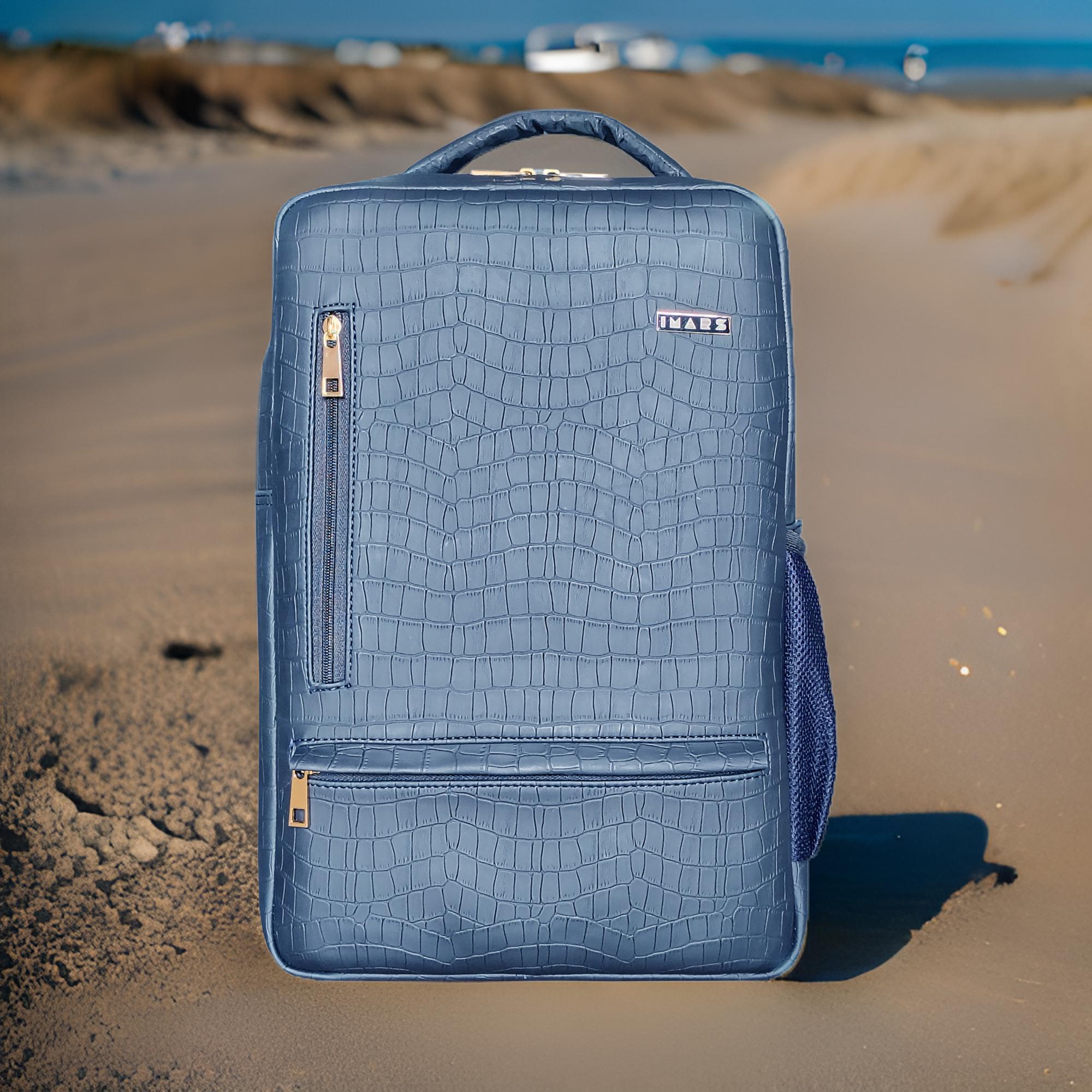 Eco-Friendly Vegan Leather Backpack with Built-in 10000mAh Power Bank