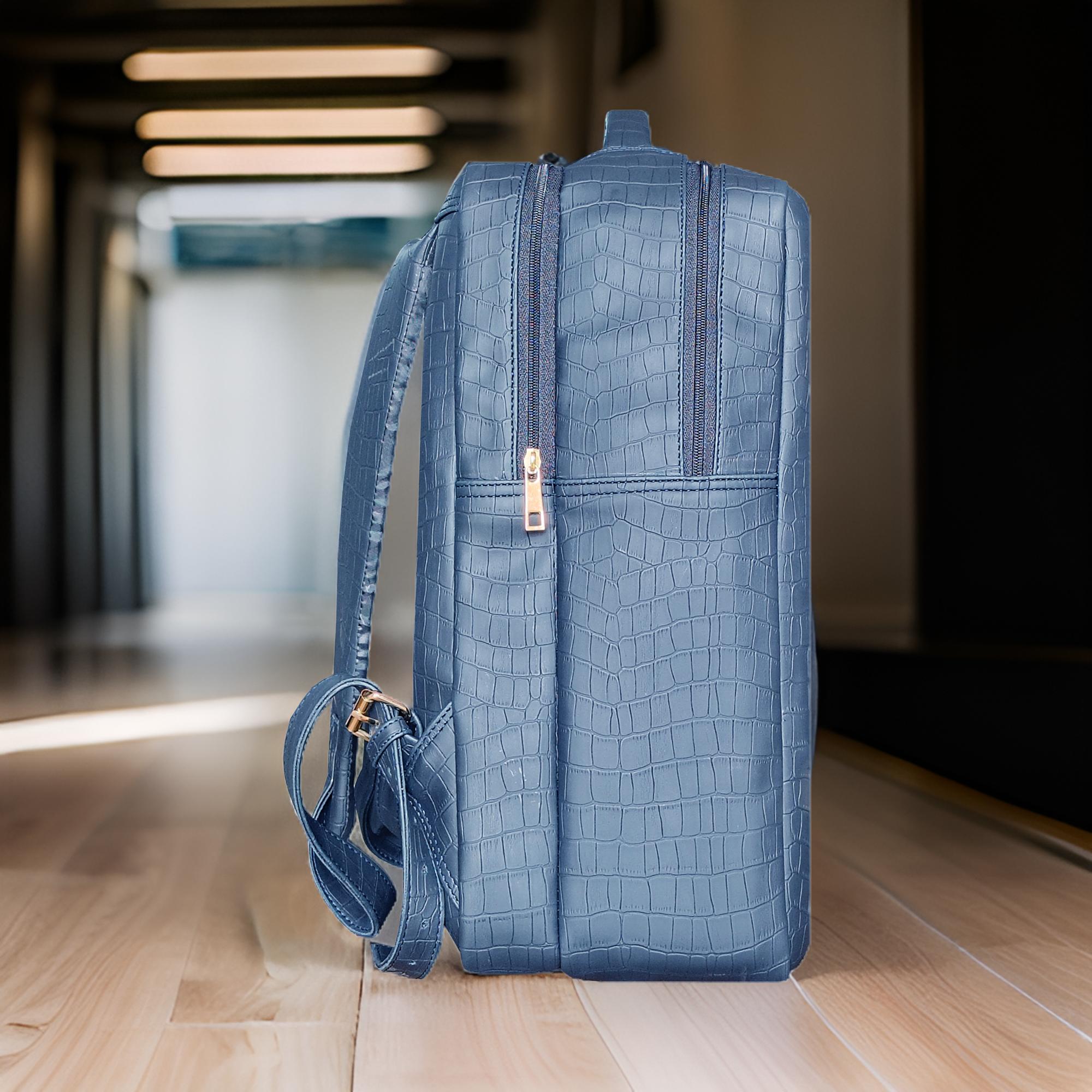 Eco-Friendly Vegan Leather Backpack with Built-in 10000mAh Power Bank
