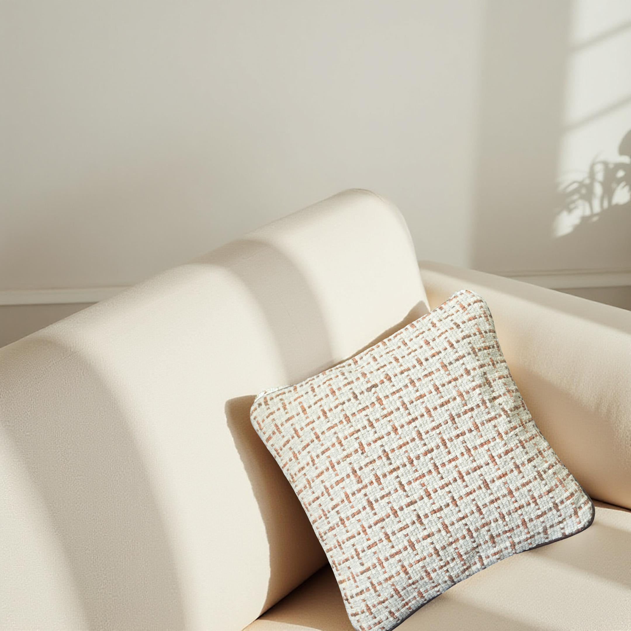 Small Decorative Faux Leather & Handloom Weave Pillow Covers - Set of 2  (Small)