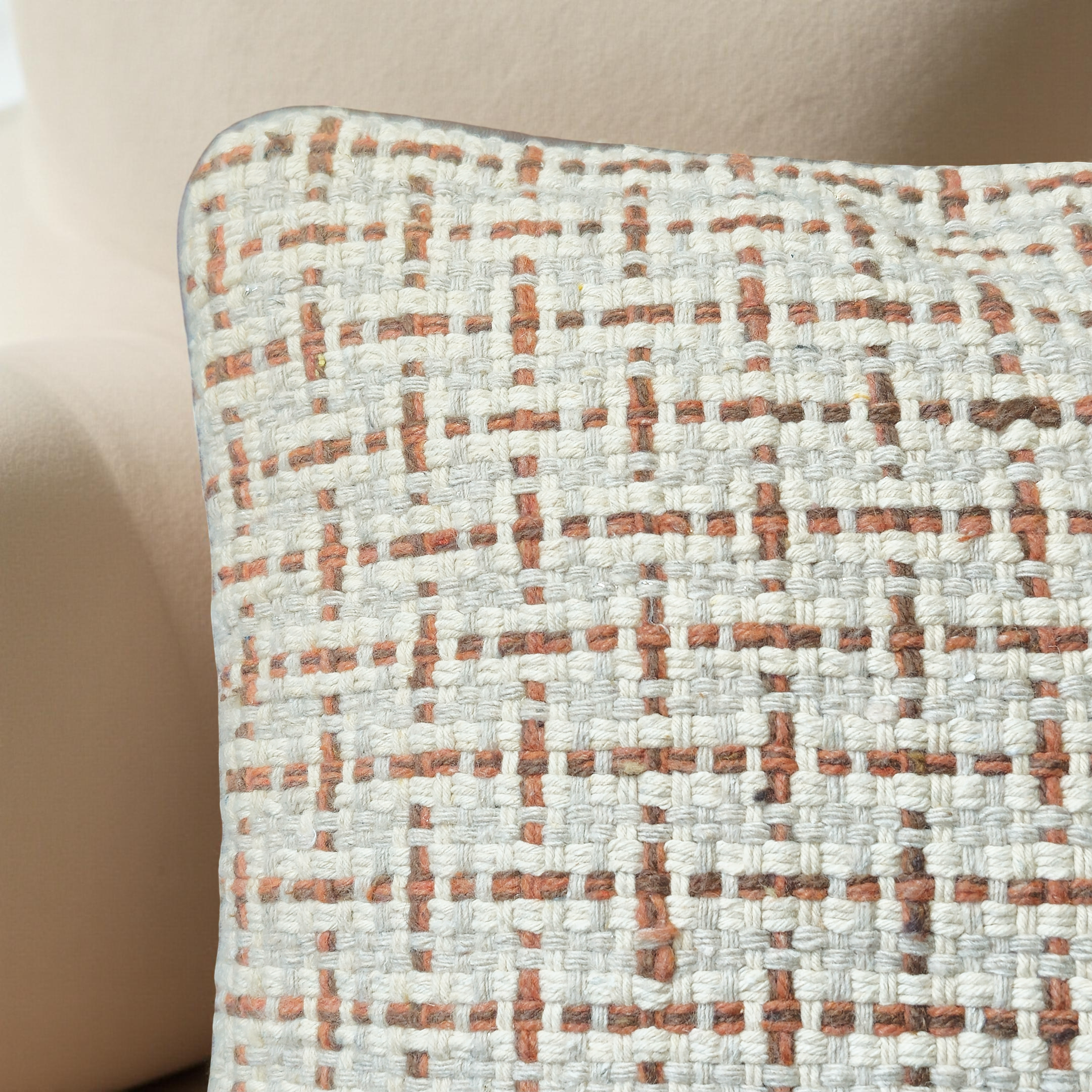 Small Decorative Faux Leather & Handloom Weave Pillow Covers - Set of 2  (Small)