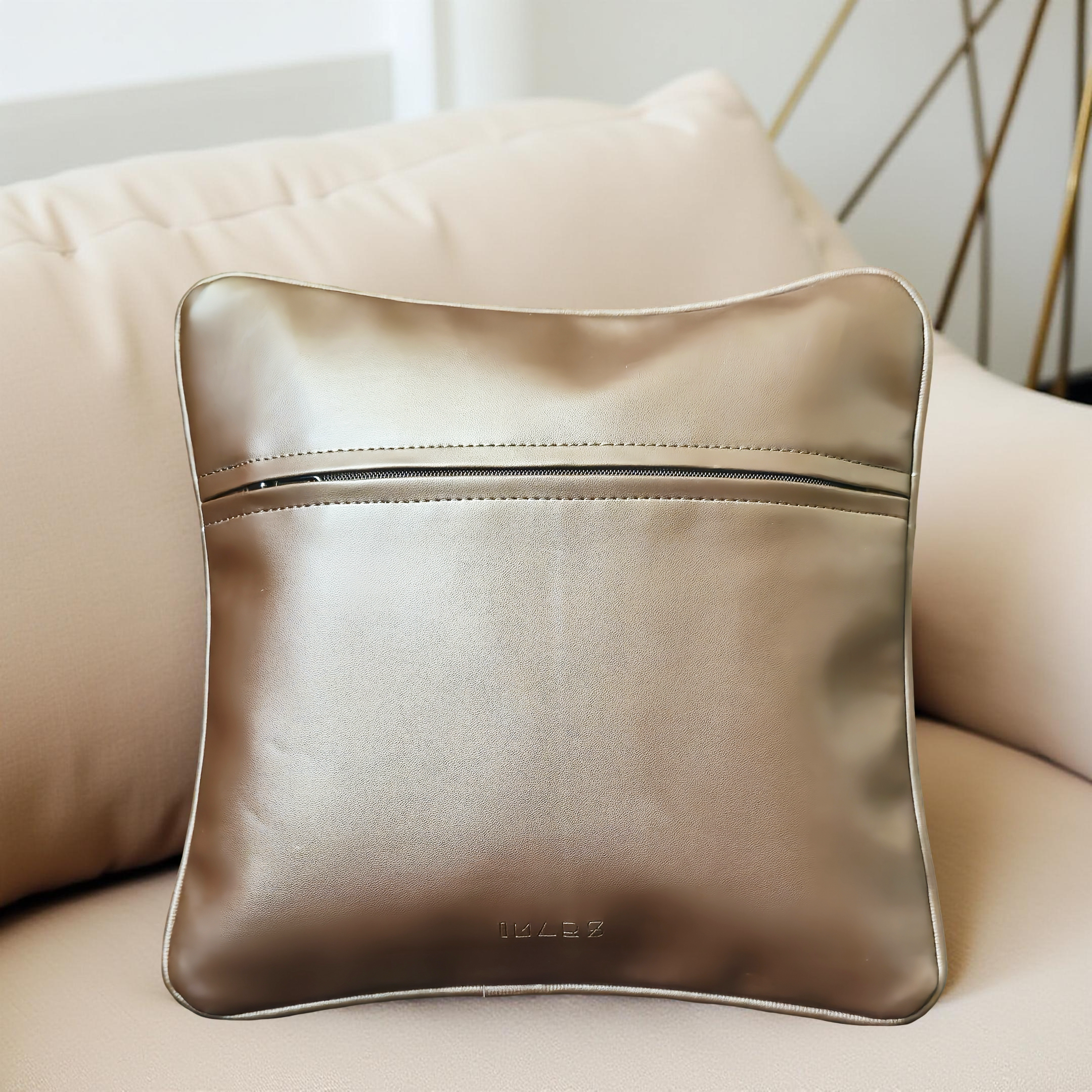 Small Decorative Faux Leather & Handloom Weave Pillow Covers - Set of 2  (Small)
