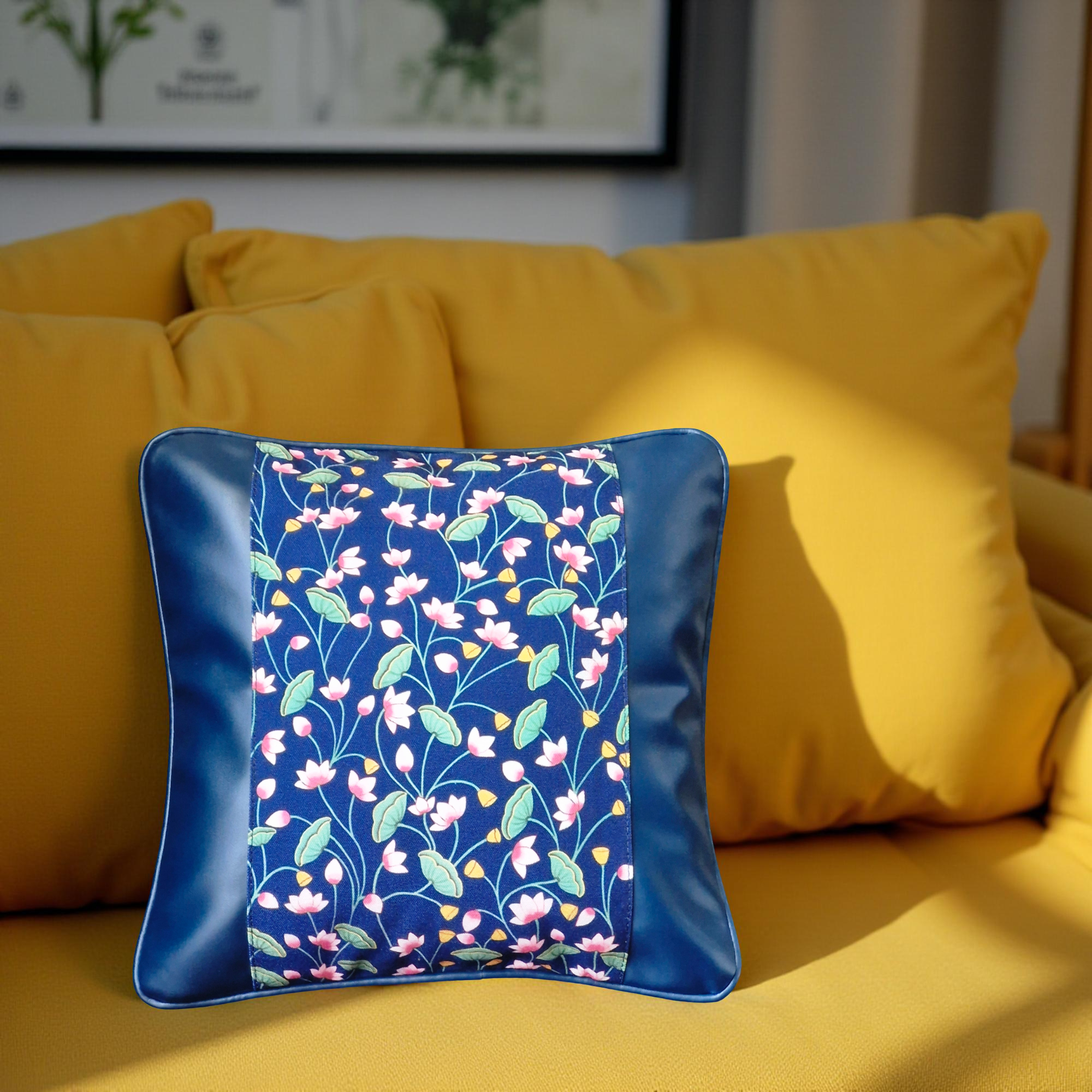 Small Decorative Pillow Covers with Lotus Design - Set of 2  (Small)