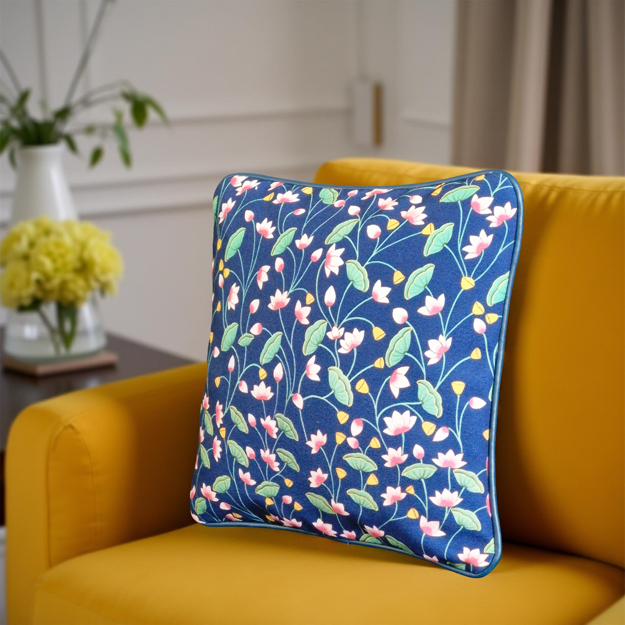 Small Decorative Pillow Covers with Lotus Design - Set of 2  (Small)