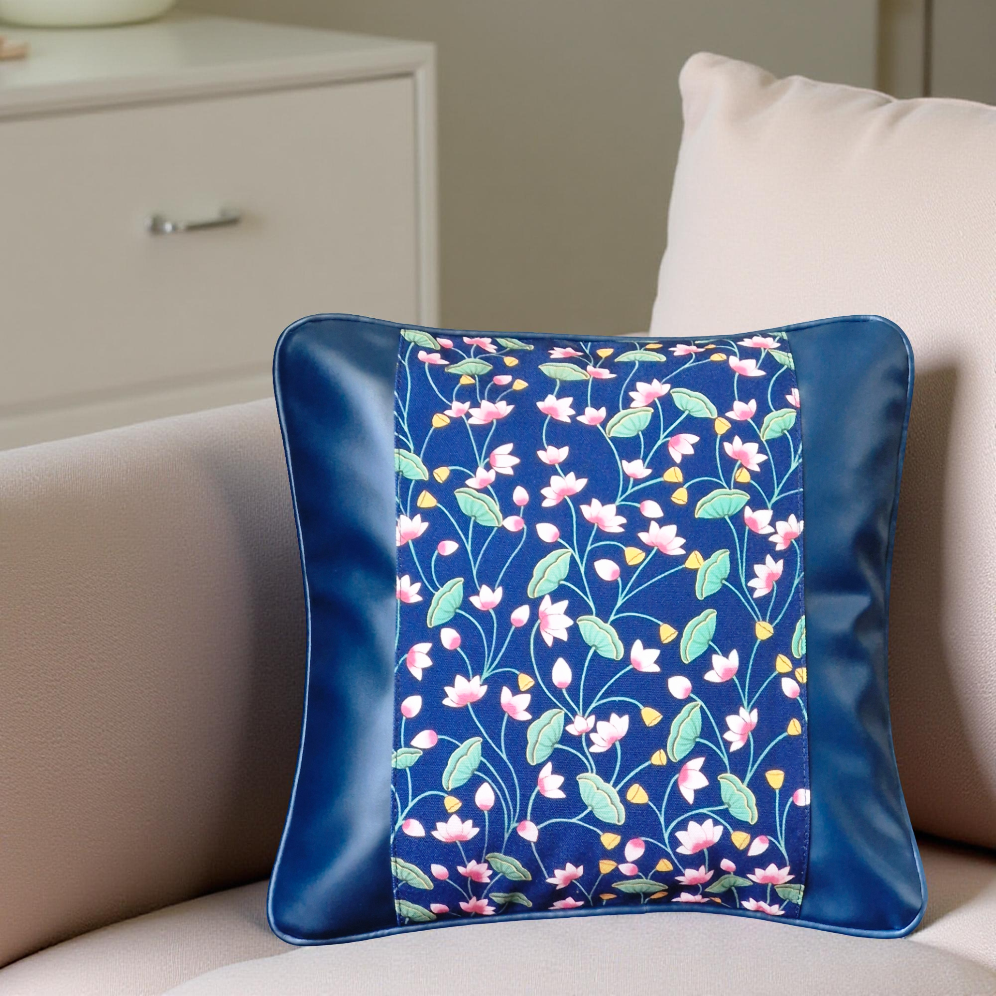 Small Decorative Pillow Covers with Lotus Design - Set of 2  (Small)