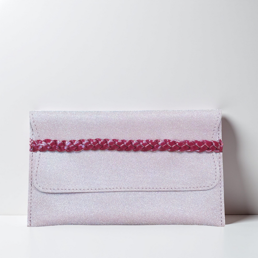 Rose Gold Shimmer Shagun Envelope | Braided Accent Vegan Leather (Combo of 5)