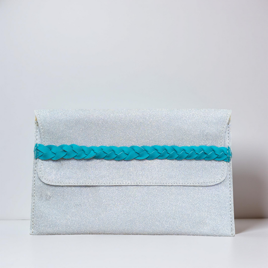 Sage Green Shimmer Shagun Envelope | Braided Accent Vegan Leather (Combo of 5)