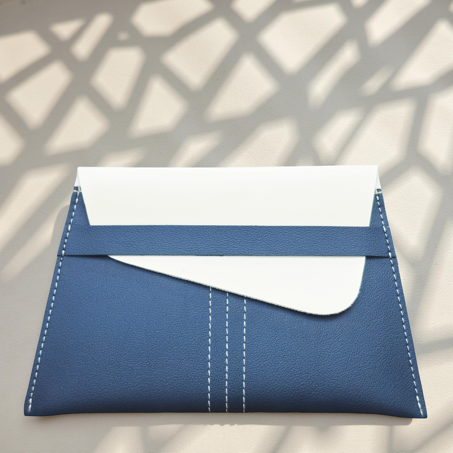 White & Blue Vegan Leather Shagun Envelopes | Modern Dual Tone Design (Combo of 5)