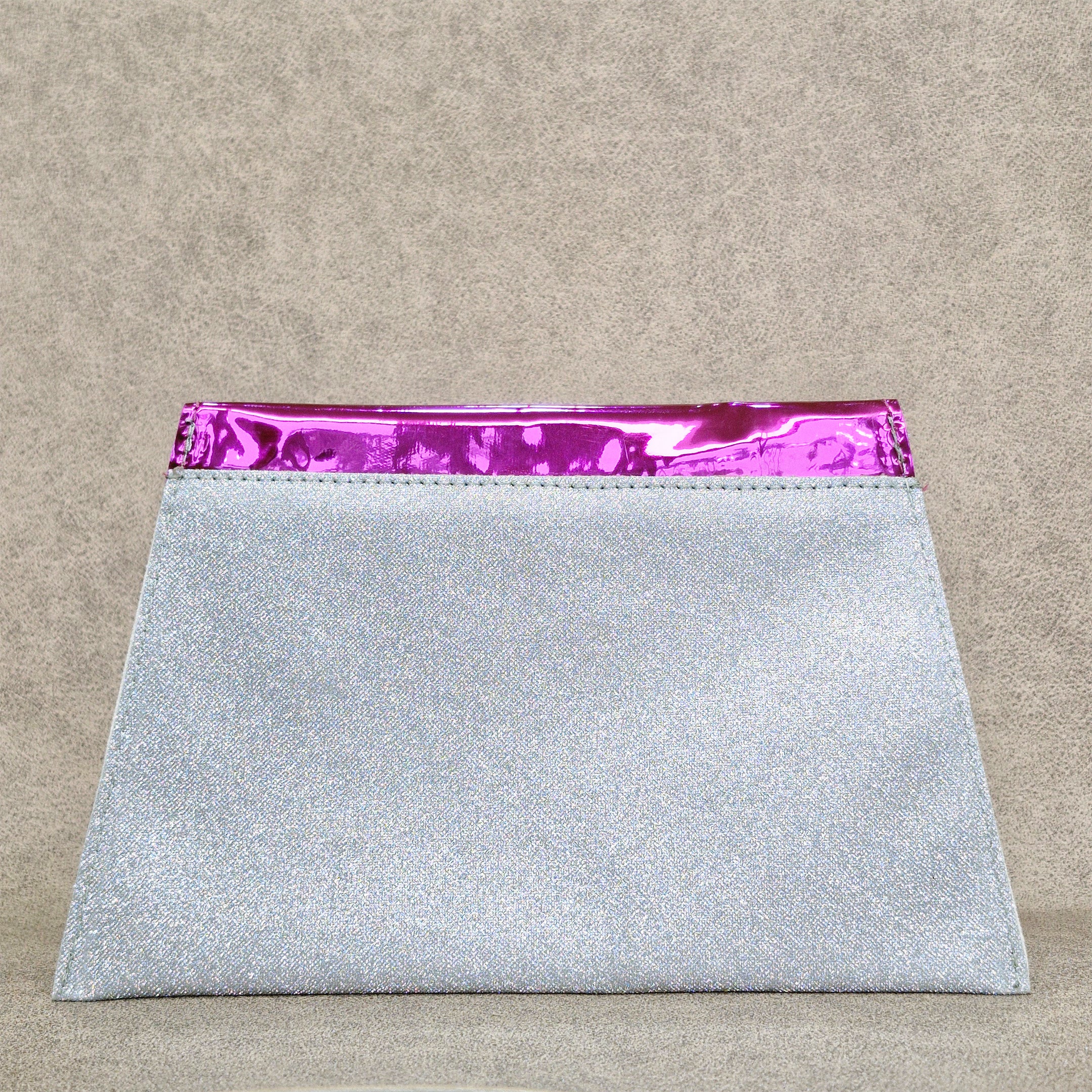 Pink & Silver Shimmer Envelope Pouch – Vegan Leather Shagun Holder with Snap Closure