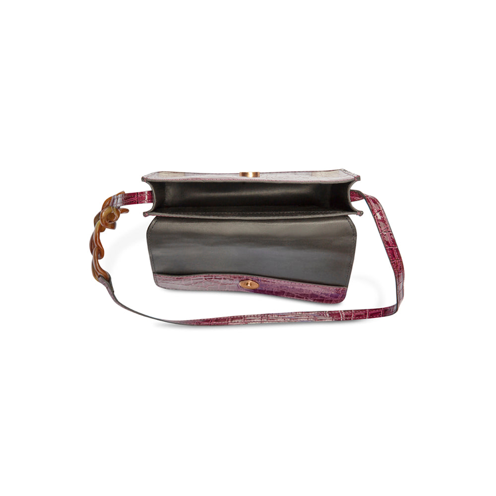 Elegant Cherry Croco Sholder Bag and Mini Case Combo