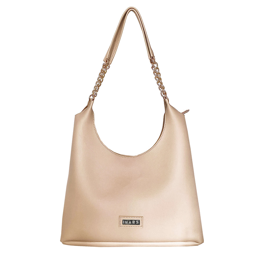 Beige Shoulder Hobo Chain Bag for Women