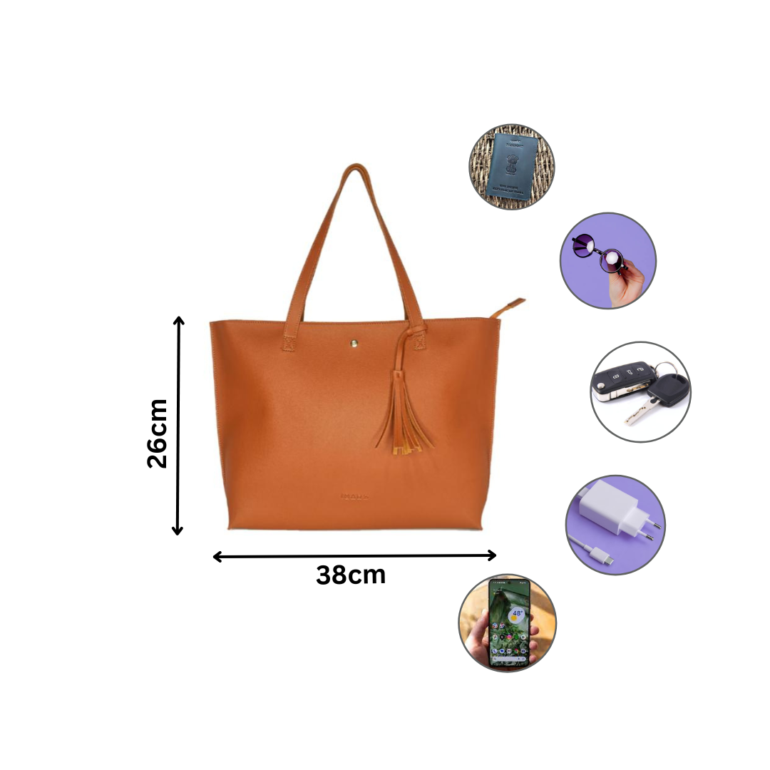 Vegan Leather Ladies Handbag Tan