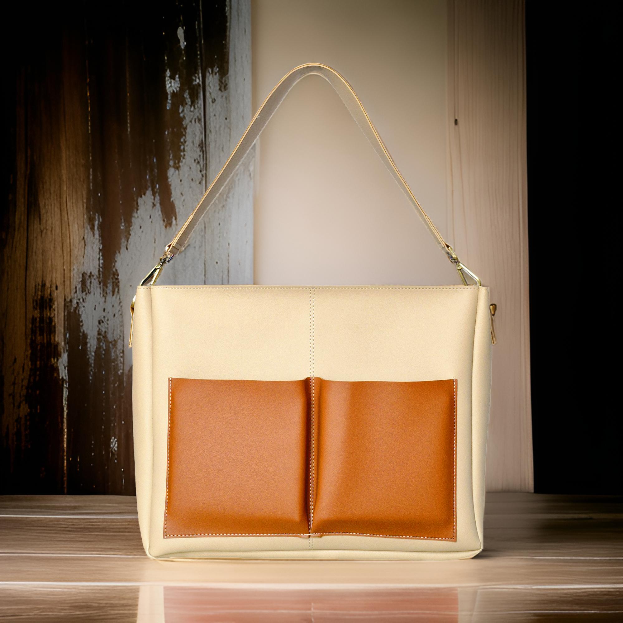 Beige Tote Bag for Office and Travelling