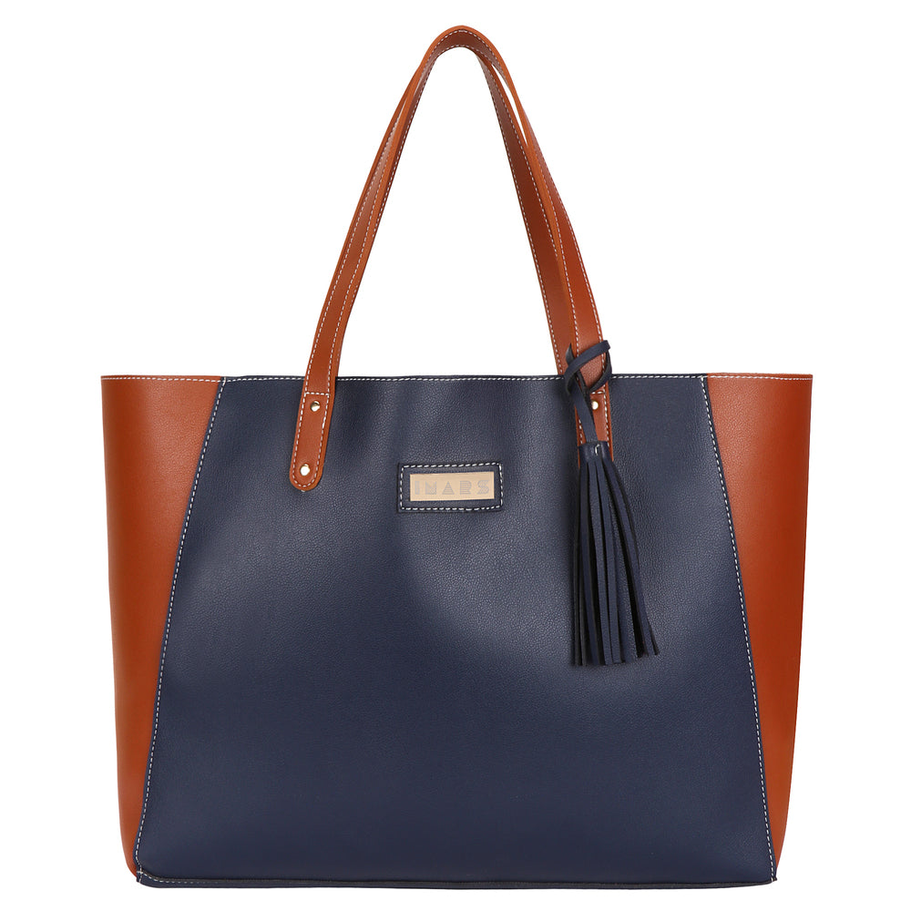 Elegant Blue Tan Handbag Perfect For Women & Girls