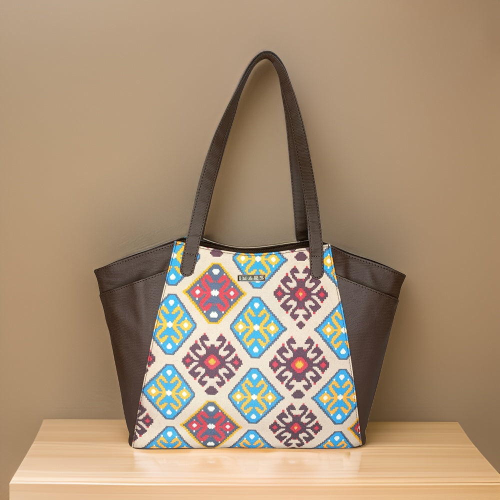 Sophisticated Blue Yellow Tote Bag Perfect For Women & Girls