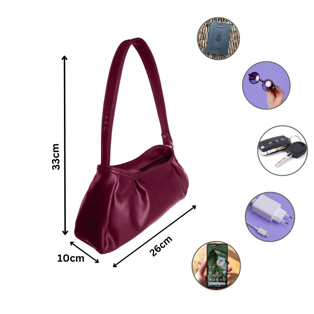 Trendy Maroon Baguette Bag Perfect For Women & Girls