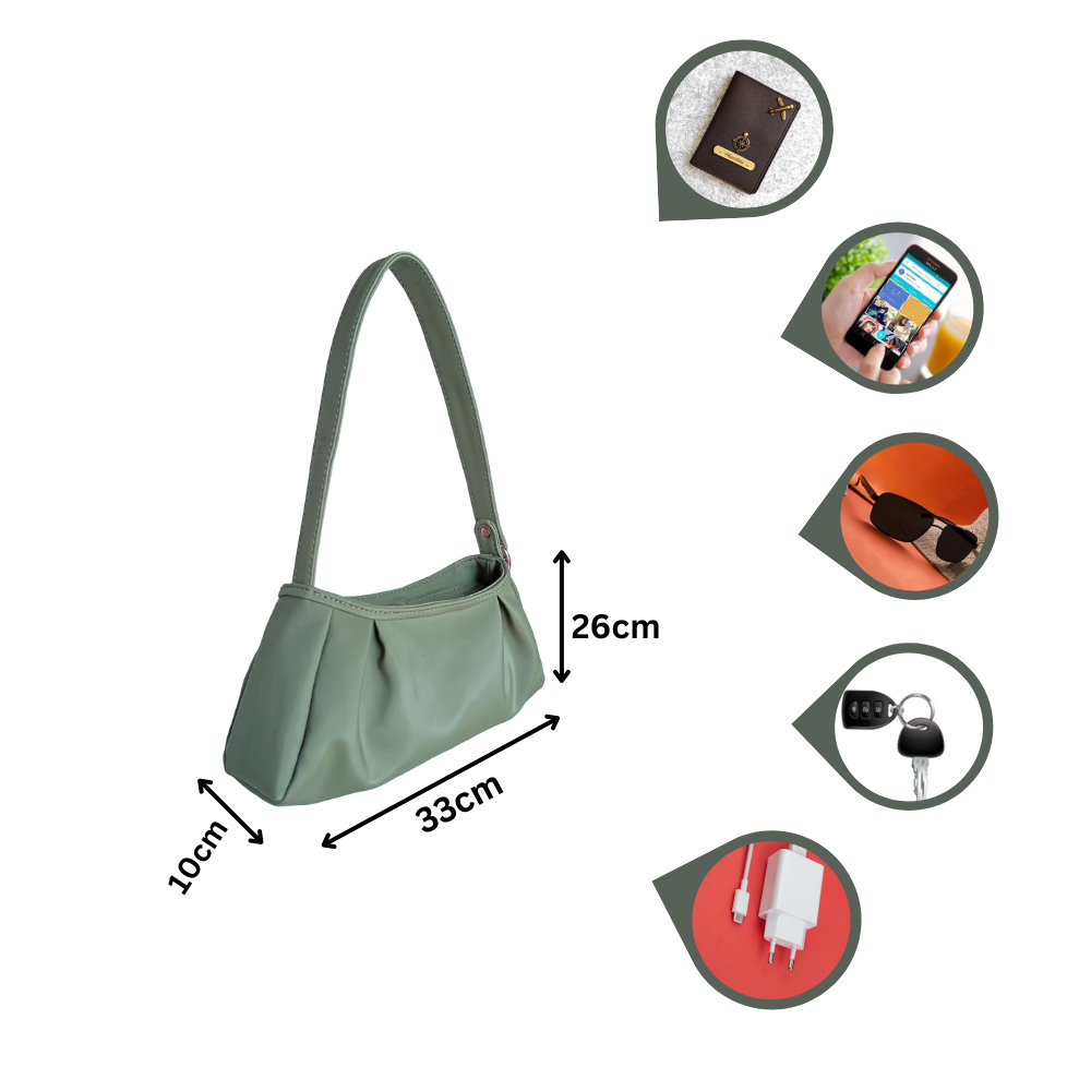 Trendy Sage Green Baguette Bag Perfect For Women & Girls