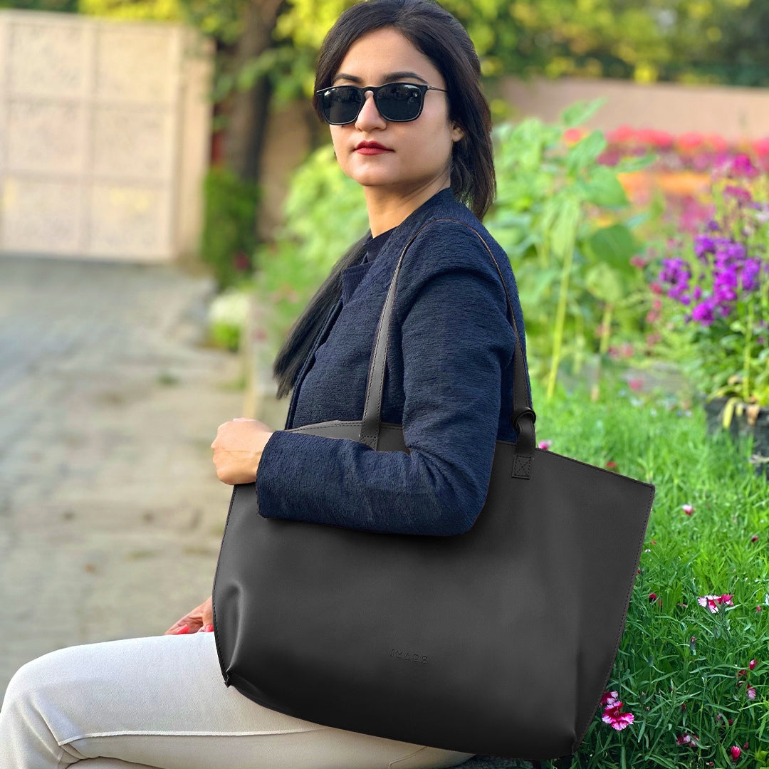 Classic Black Tote Bag For Women & Girls