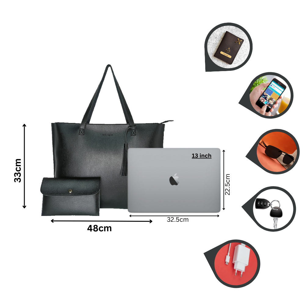 Classic Black Tote Bag For Women & Girls