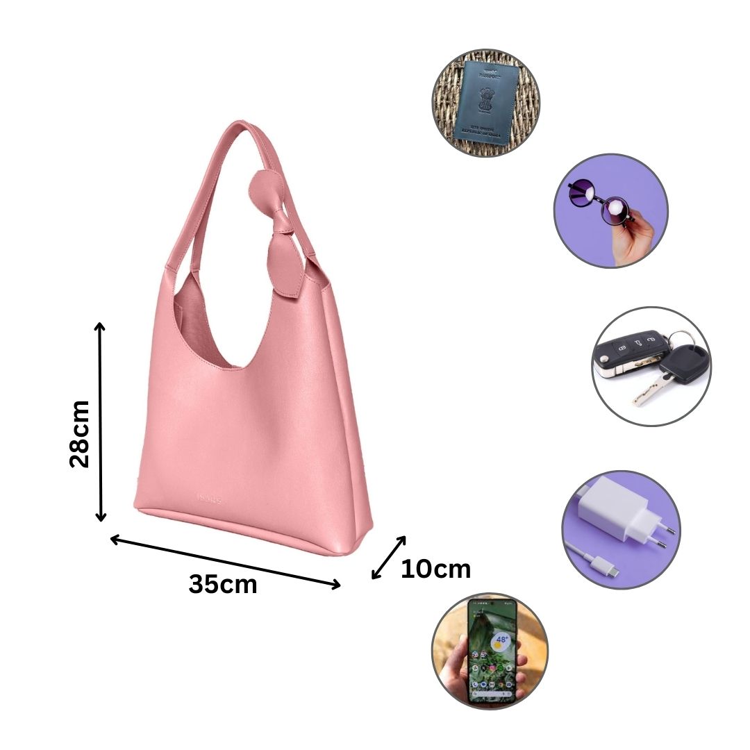 Elegant Shoulder Hobo Light Pink Bag For Women & Girls