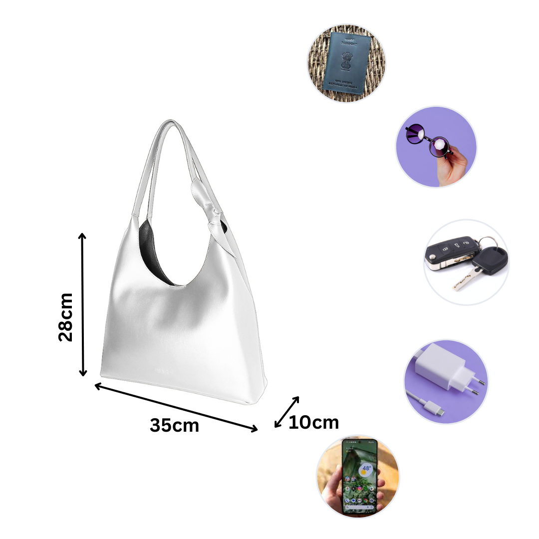 Elegant Shoulder Hobo White Bag For Women & Girls