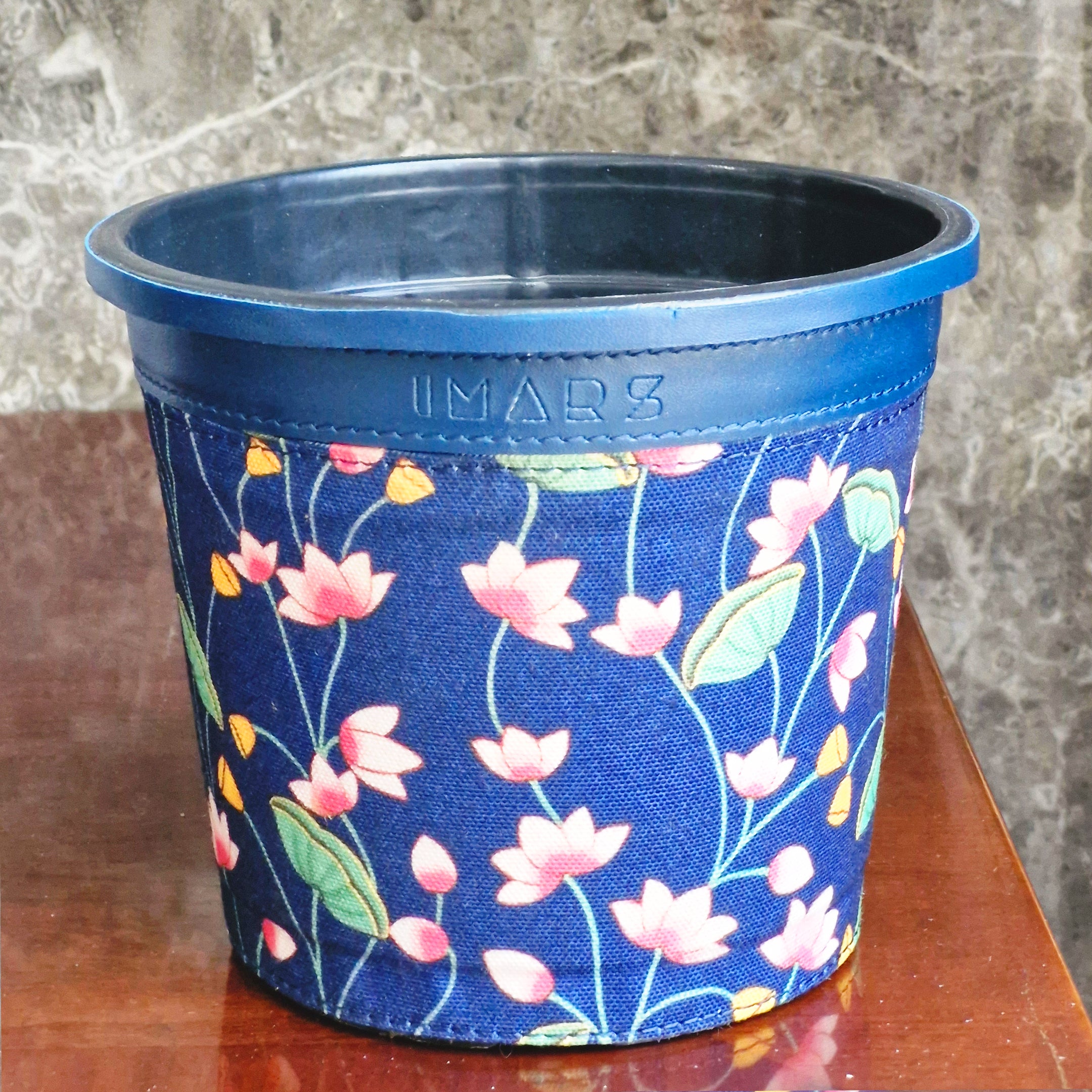 Elegant Floral Planter: Stylish Blue Lotus Design for Home Decor (Medium)