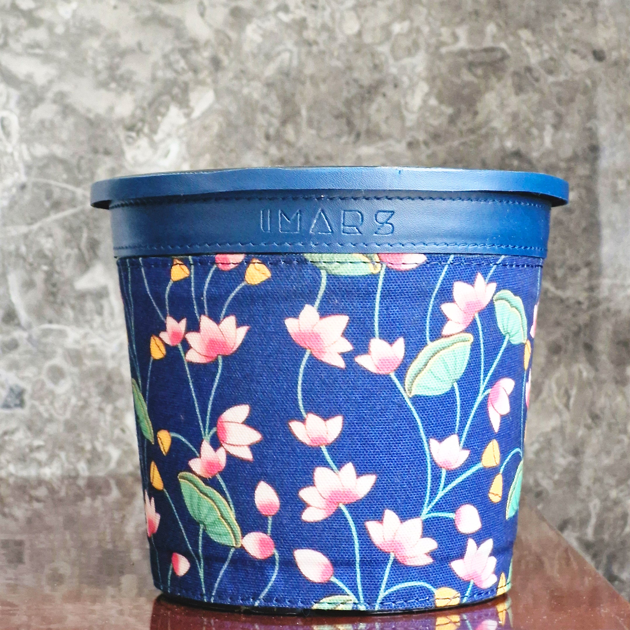 Elegant Floral Planter: Stylish Blue Lotus Design for Home Decor (Medium)