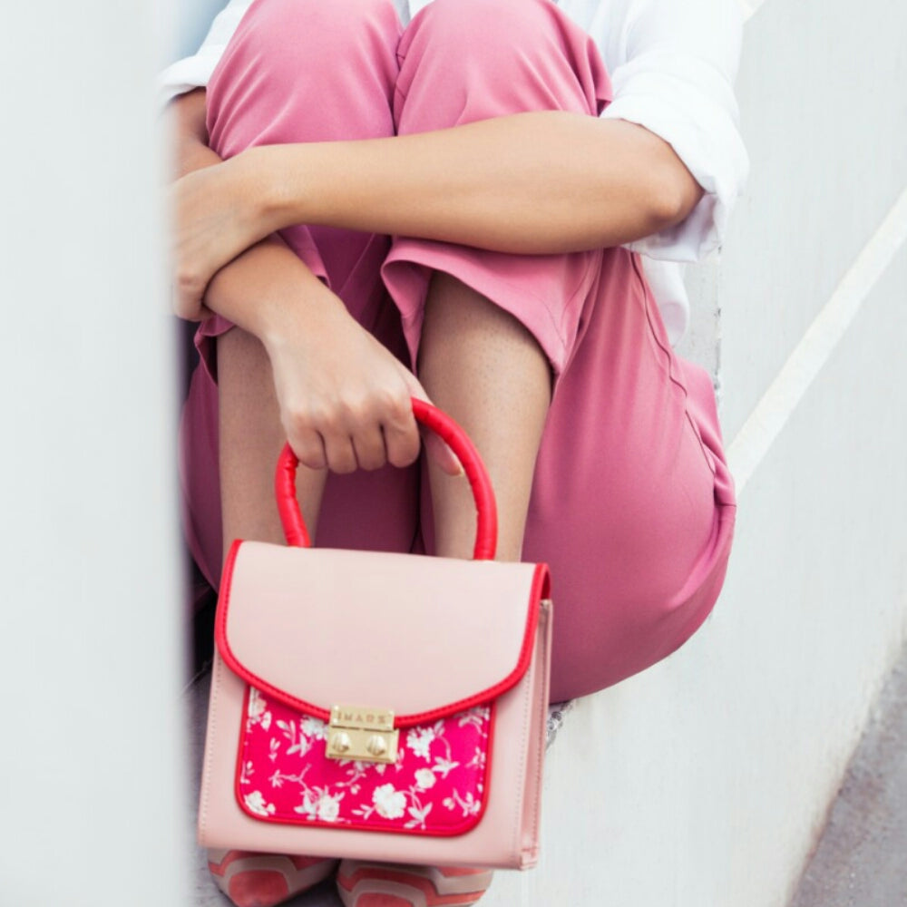 Classic Pink Floral Handbag Perfect For Women & Girls