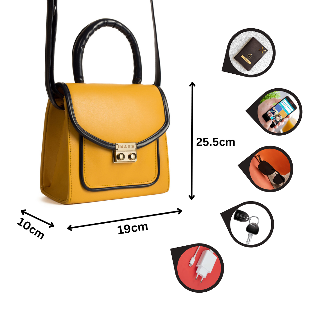 Classic Yellow Blue Handbag Perfect For Women & Girls