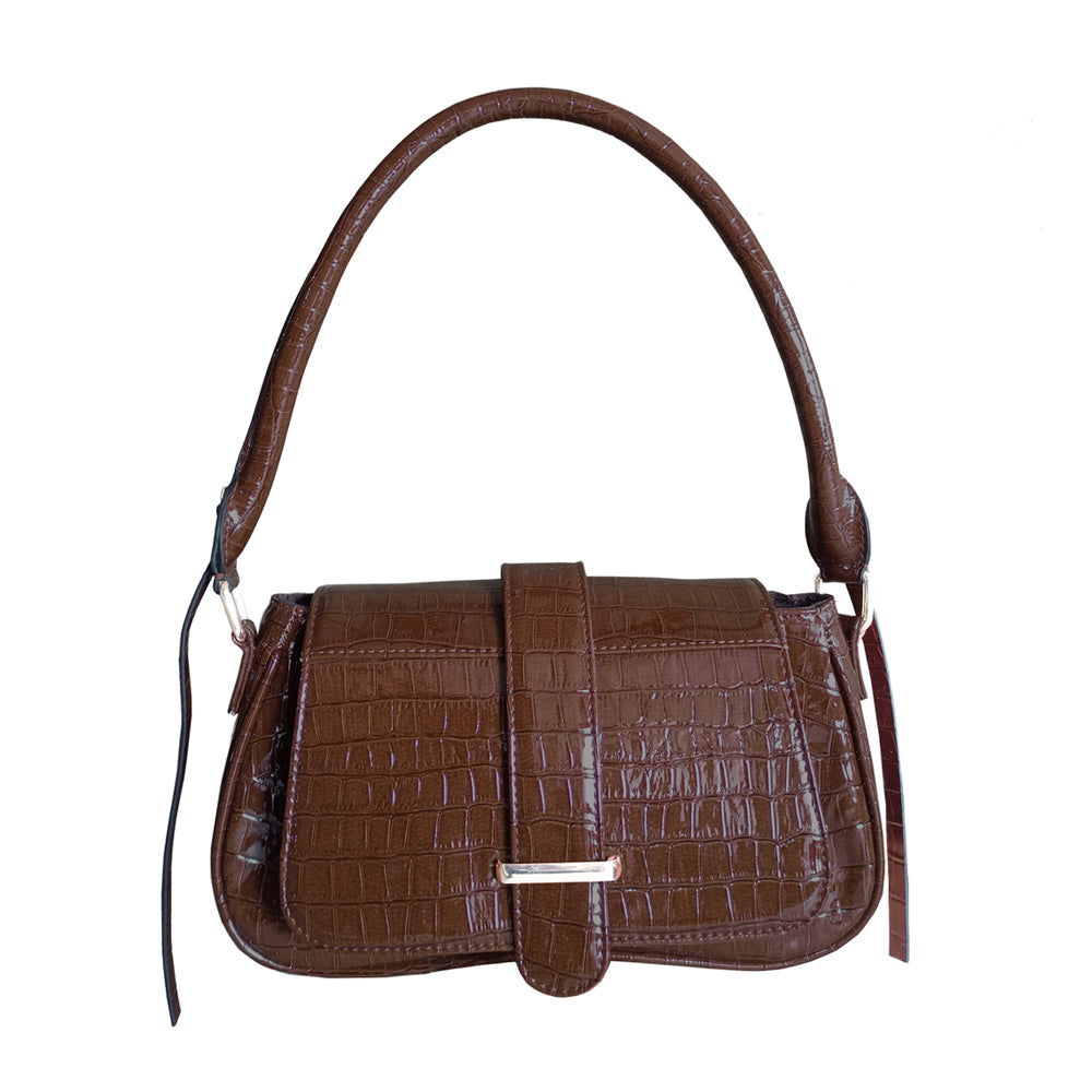 Classic Brown Croco Baguette Perfect For Women & Girls