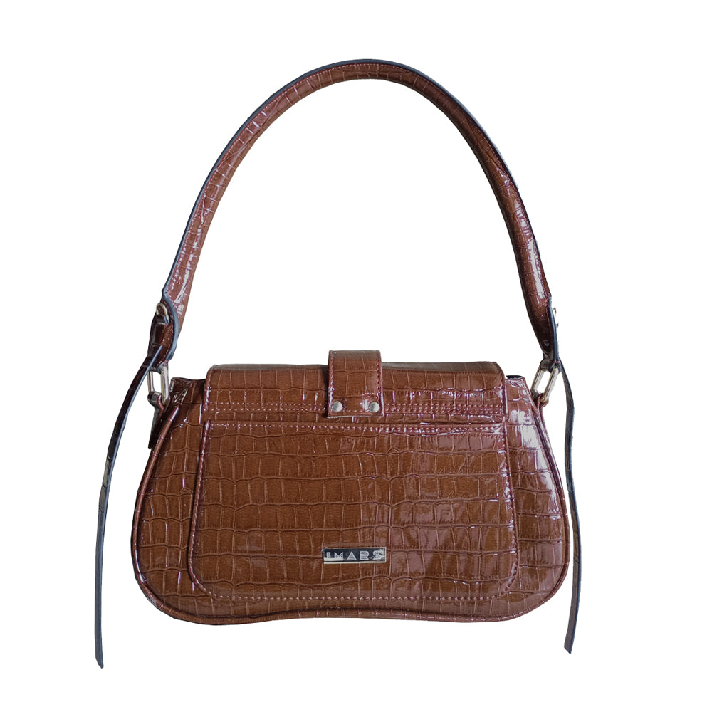 Classic Brown Croco Baguette Perfect For Women & Girls
