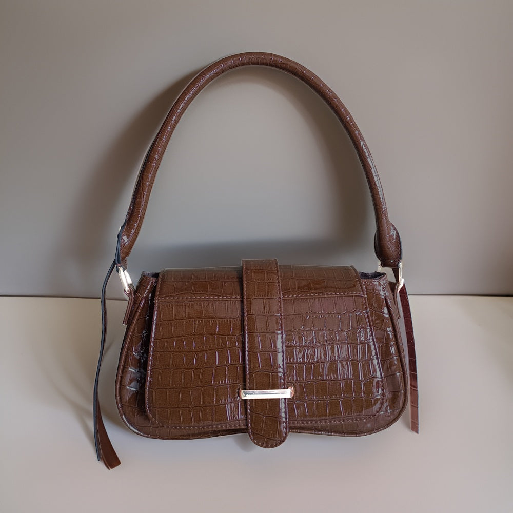 Classic Brown Croco Baguette Perfect For Women & Girls