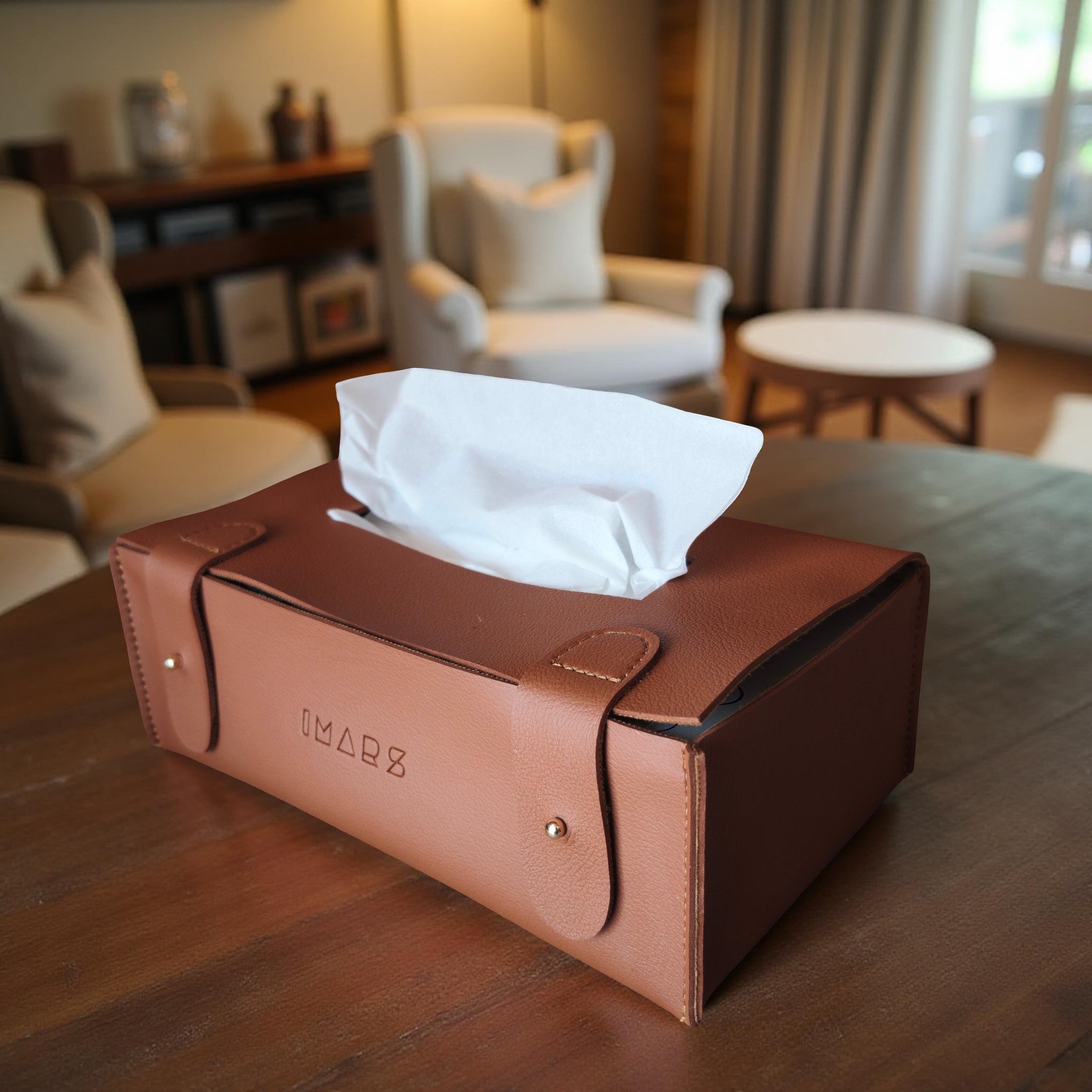 Stylish Rectangular Tissue Box Cover with Snap Closure