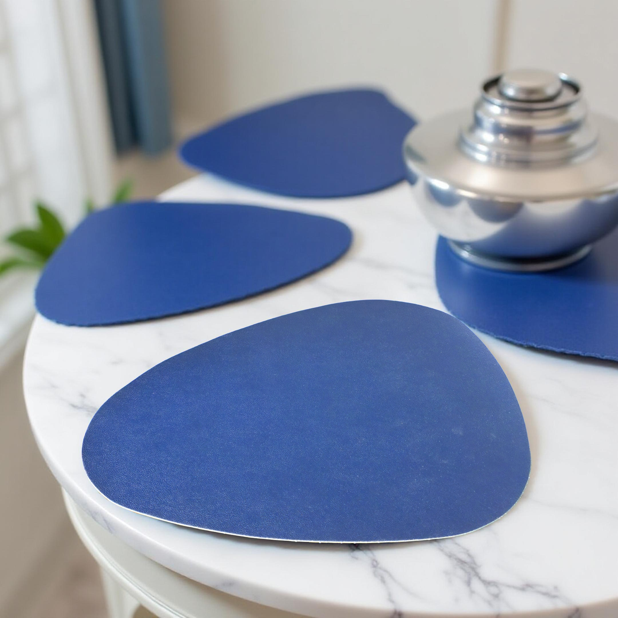 Stylish Dual-Sided Dining Mats for Modern Table Decor - Blue & Yellow (Set of 2)