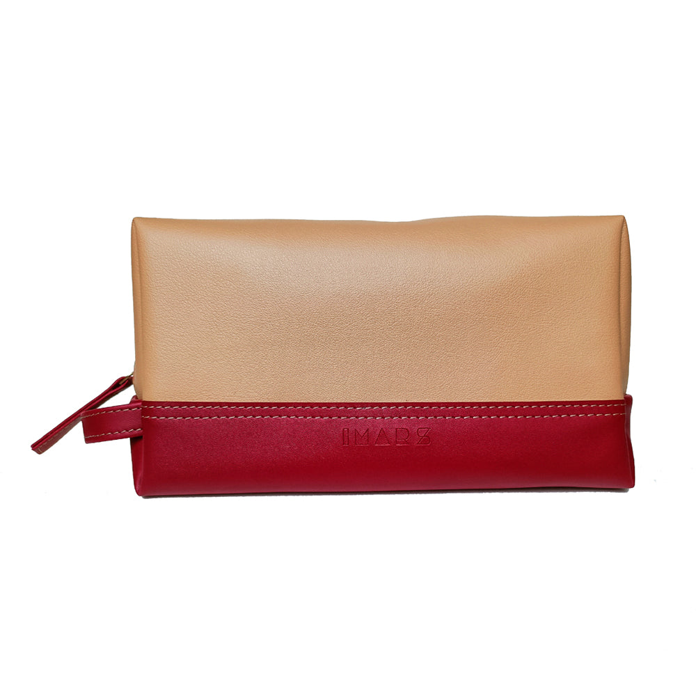 Stylish Red Biege Multipurpose Pouch Perfect For Women & Girls
